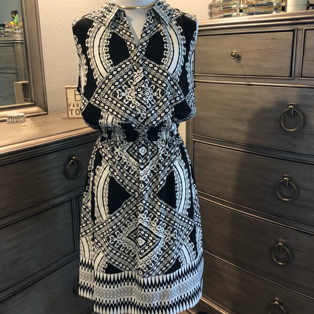 Black and white print dress